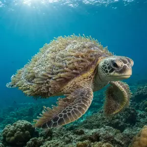 Sea anemone + Sea turtle